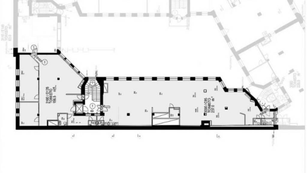 3.krs pohja 237 m2 ja 156 m2 Kaisaniemenkatu 1