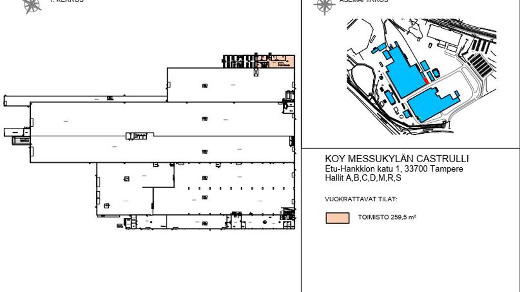 Pohjakuva toimisto 259,5 m2 Etu-Hankkion katu 1