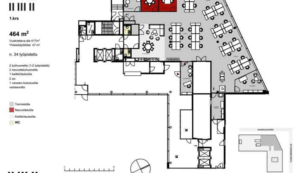 1.krs 464 m2 luonnos Karhumäentie 3