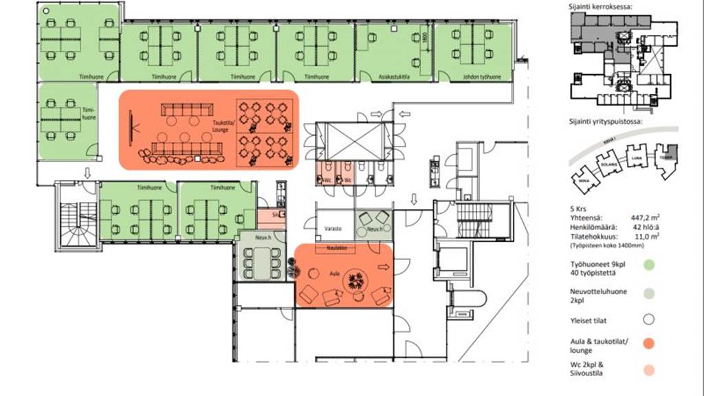 5.krs 447 m2 luonnos Lars Sonckin kaari 16