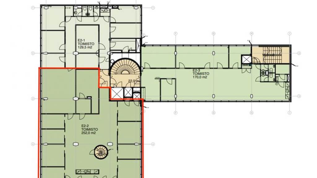 2.krs 252m2 pohjaluonnos Ruoholahdenkatu 8