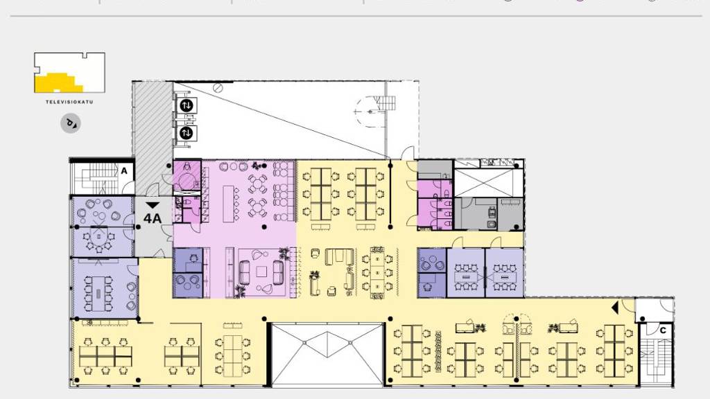 4.krs 744,5 m2 + jyvitykset 26 m2 luonnos Televisiokatu 4