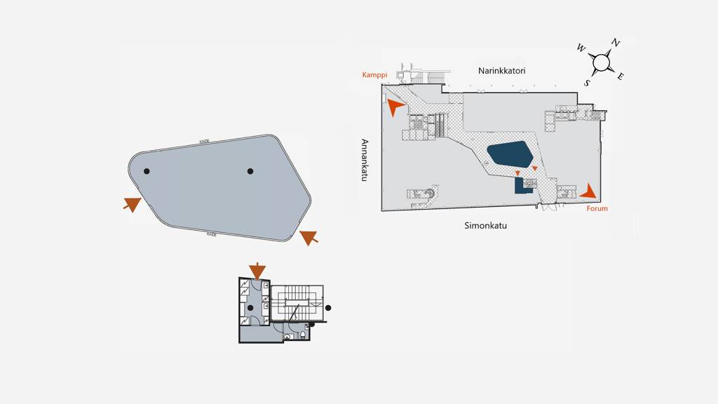 Simonkentän Kauppakuja, 109 m², katutaso Narinkkatori