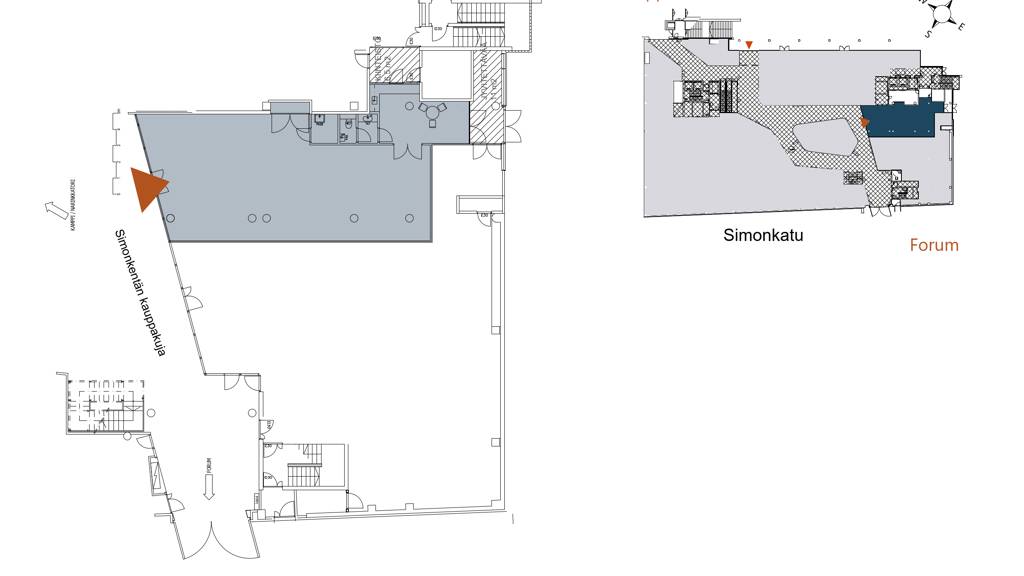Simonkentän Kauppakuja, 152 m², katutaso Simonkatu 9