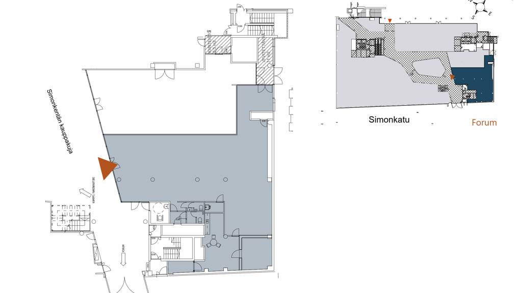 Simonkentän Kauppakuja, 266 m², katutaso Simonkatu 9