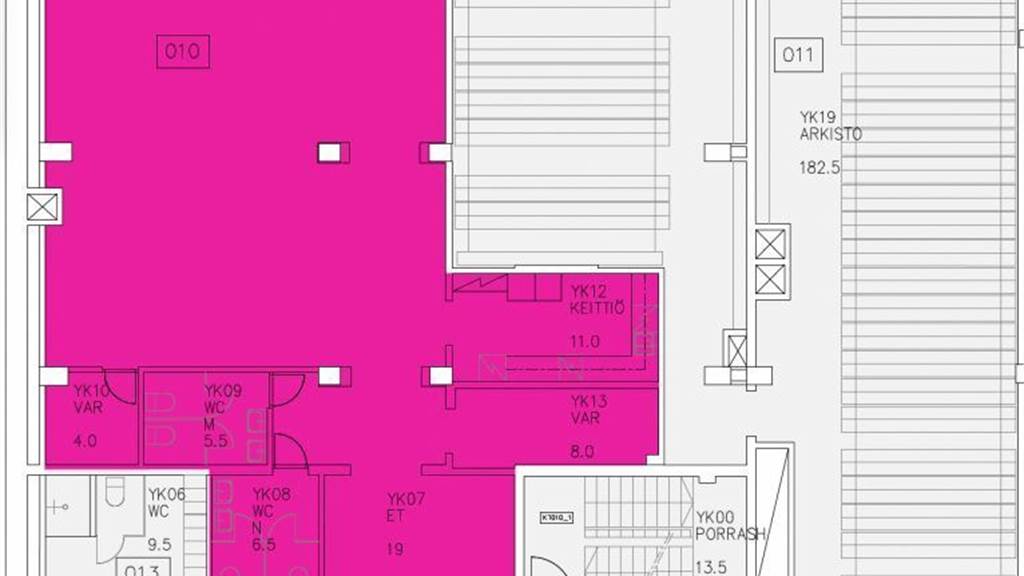 169,5 m² keittiötila Kalevankatu 20