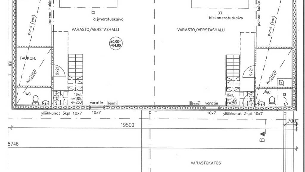 Uuden hallin pohjakuva Yrittäjänkatu 6