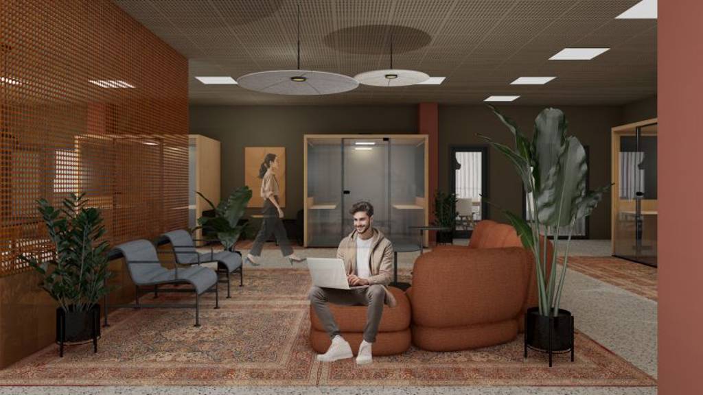 Visualisoitukuva avotoimistotilasta Leväsentie 2