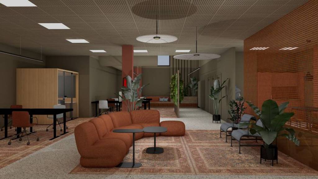 Visualisoitukuva avotoimistotilasta Leväsentie 2