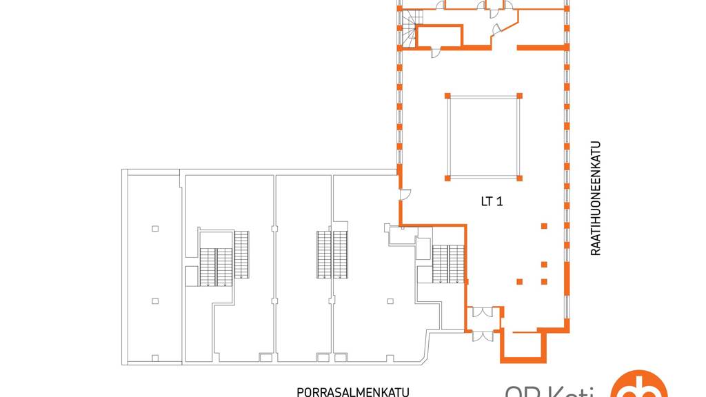 Sijaintikuva Porrassalmenkatu 17 katutaso LT1